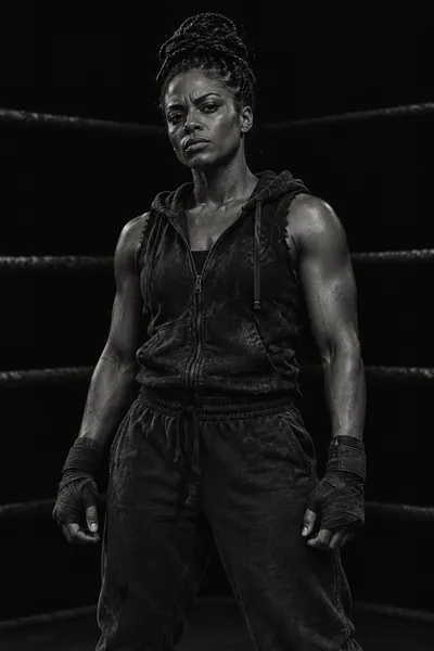 AI-created fictional character portrait for Amara, drill sergeant